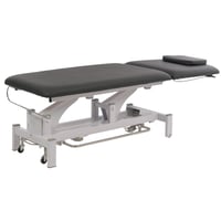 Kinefis Quality Perimetral two-section electric stretcher: Perimeter control for height adjustment, gas-piston reclining headrest, highly stable structure and unbeatable value for money